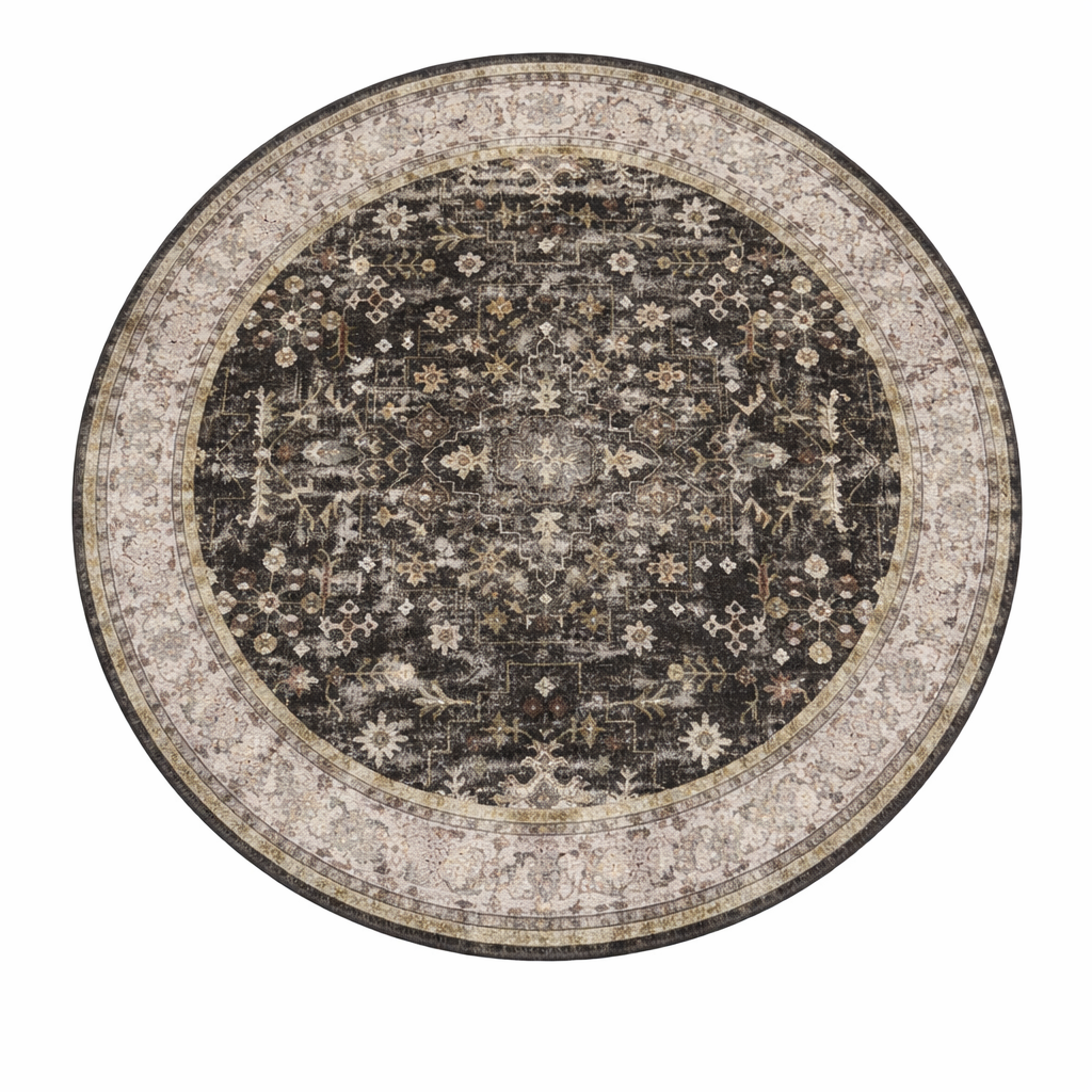 Tapis Berbère rond Luna en laine tissé main