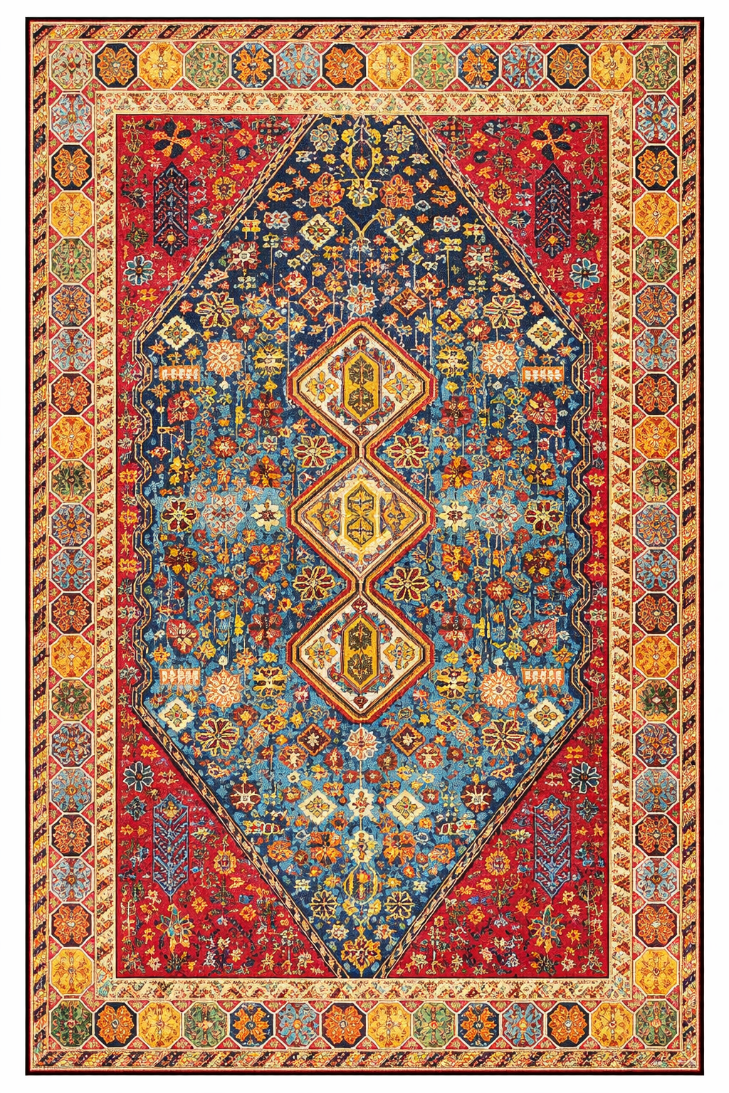 Tapis Berbère Zora en laine multicolore tissé main