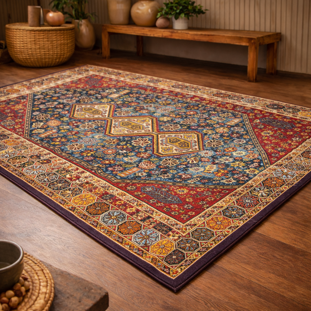 Tapis Berbère Zora en laine multicolore tissé main