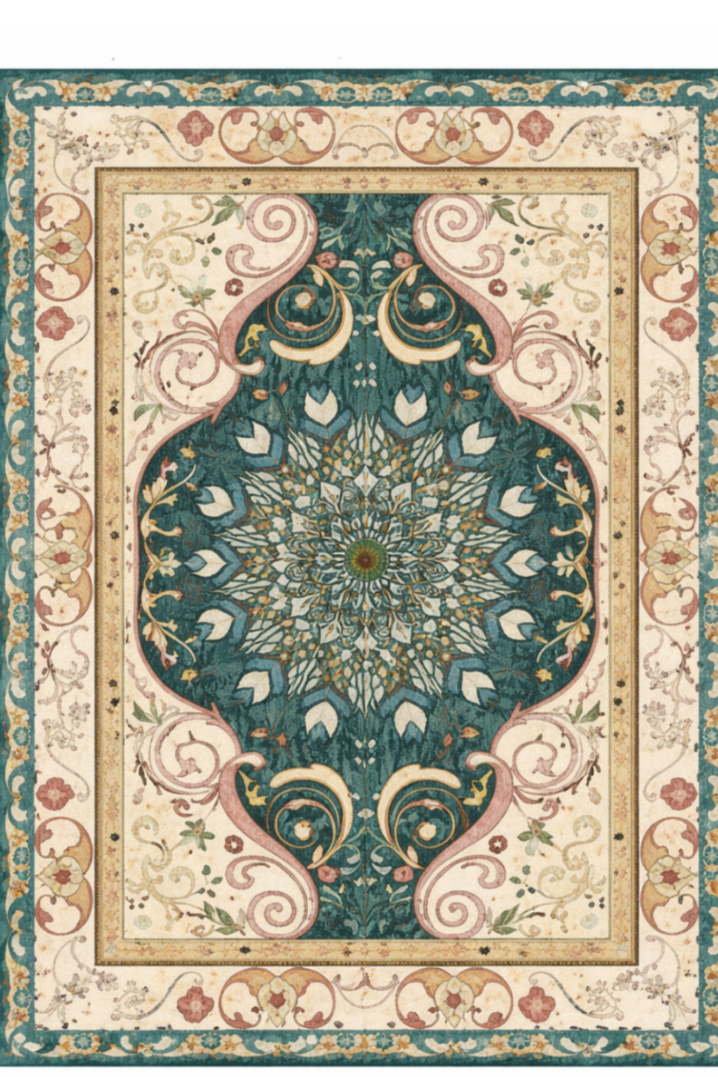 Tapis Berbère Amber floral en laine tissé main