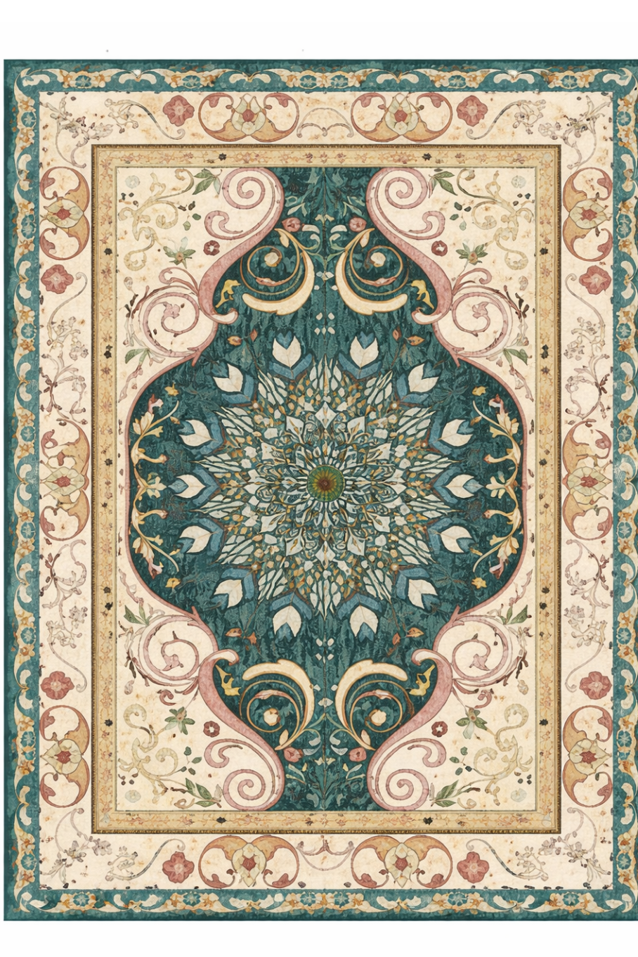 Tapis Berbère Amber floral en laine tissé main
