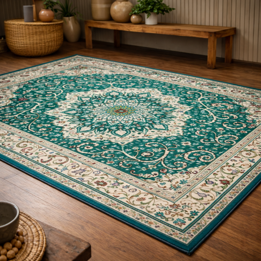 Tapis Berbère Amber floral en laine tissé main
